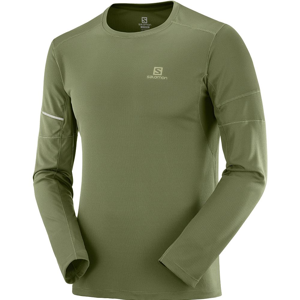 Salomon Israel AGILE LS M - Mens Tops - Olive (YDUE-90487)